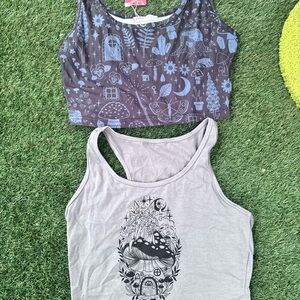 ROMWE Blue and Gray Tank Tops
